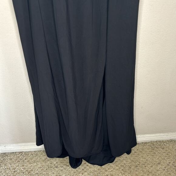 IEENA FOR MAC DUGGAL Black Plunge Neck High Slit Gown Dress Size 4 Formal - Picture 9 of 14